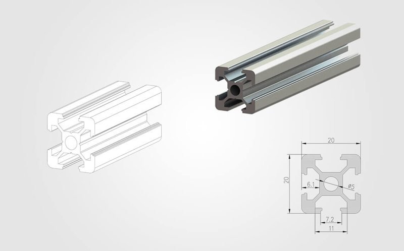 Profilo In Alluminio 11x20 Mm Tipo B – Scanalatura 8 Mm, Taglio 850 Mm, Anodizzato Naturale