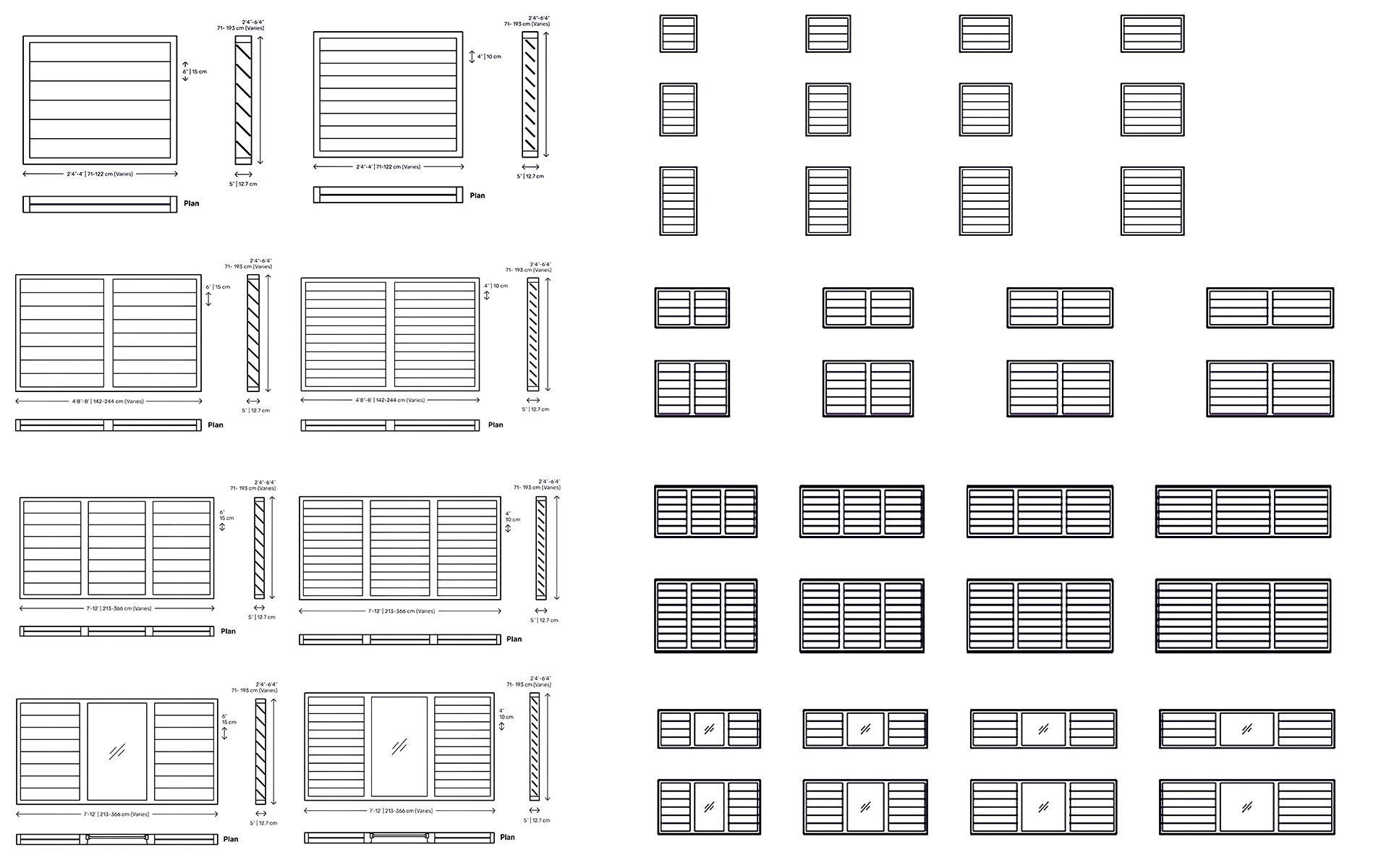 jalousie window dimension